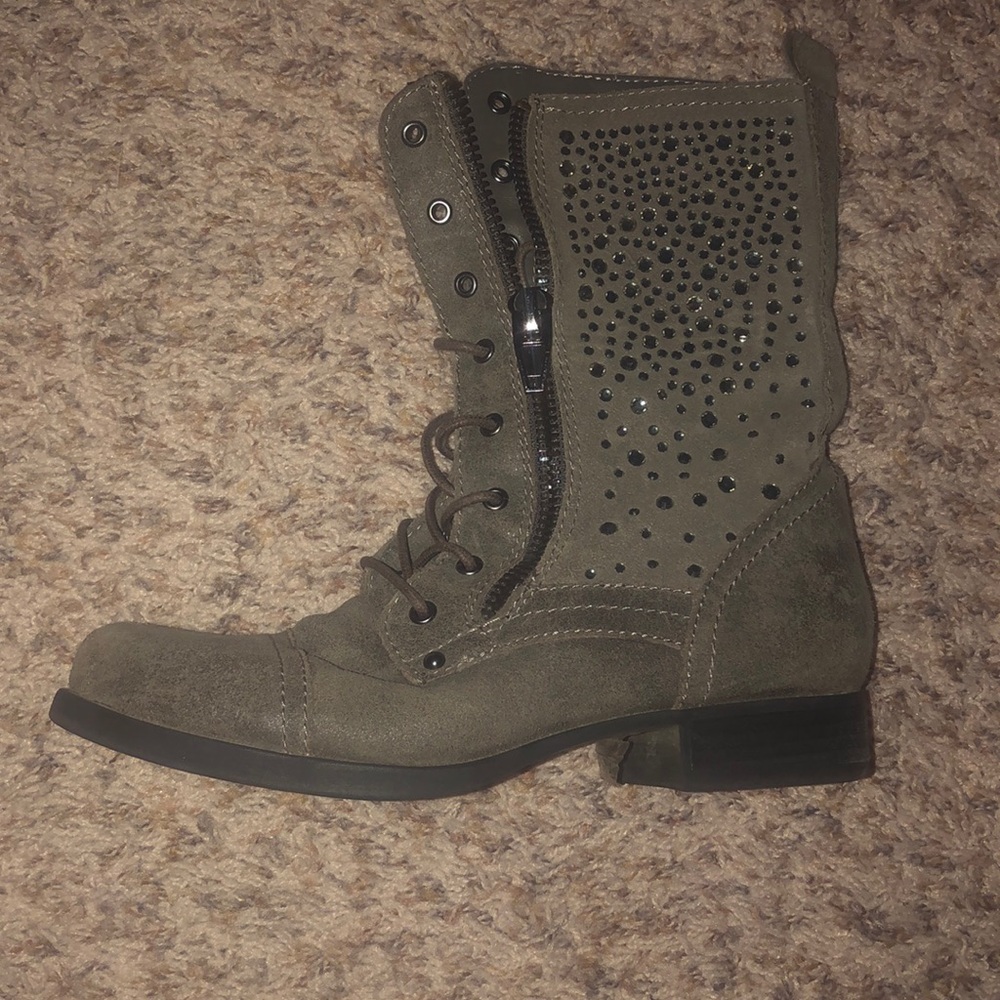 Aldo Gray Rhinestone combat boot - Picture 1 of 3